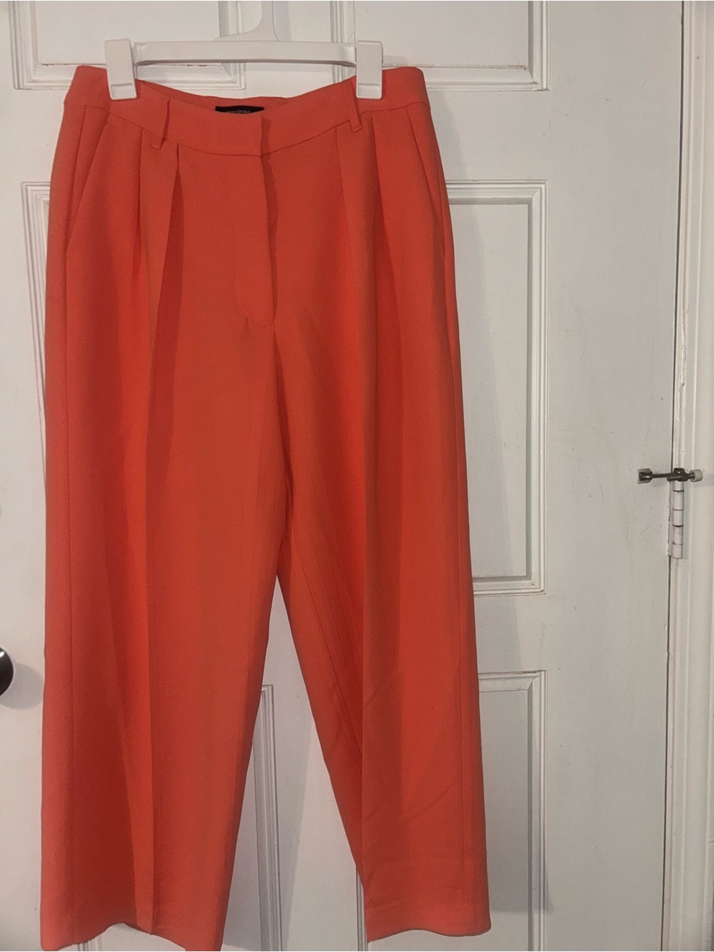 Banana Republic Wide-Leg Pleated Pants - Bright Orange